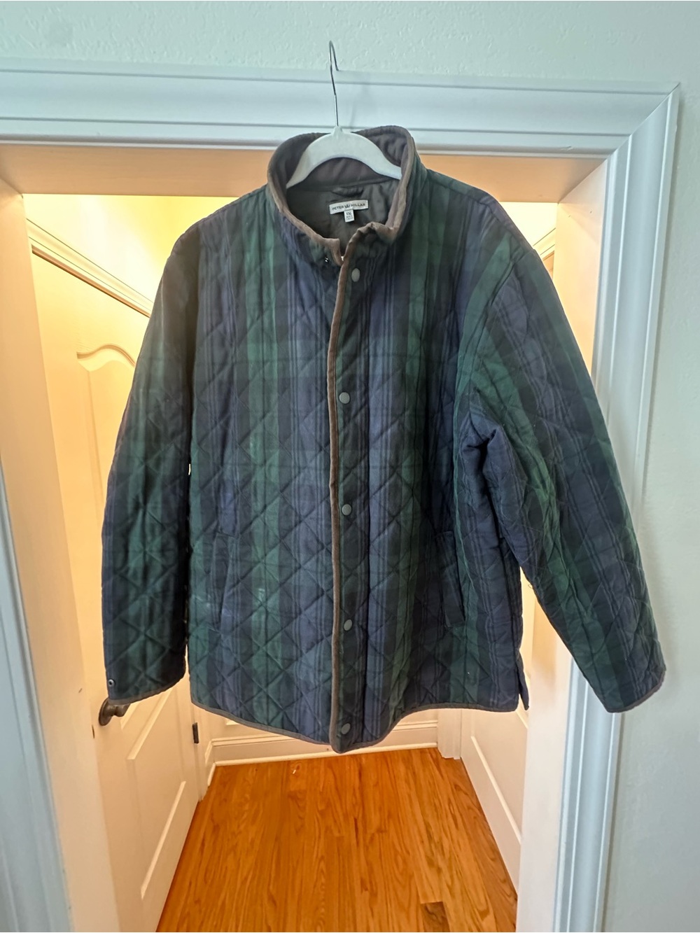 Peter Millar Quilted Plaid Jacket in Green & Navy